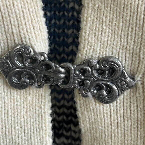 Scan Alp New Zealand Vintage Nordic Fair Isle 100% Wool Cardigan Sweater Pewter - Picture 8 of 11